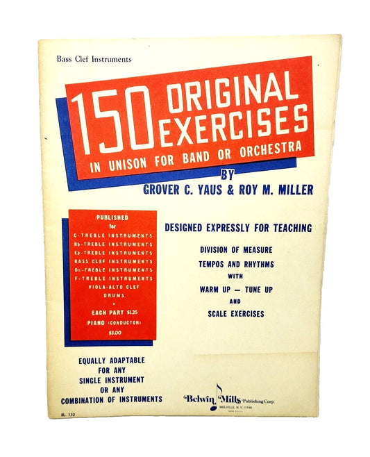 150 Original Exercises Unison for Band/Orchestra 1944 Sheet Music Book